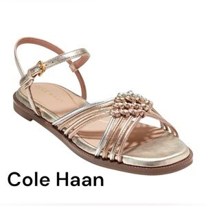 💖 NWOT Jitney Knot Sandals Silver, Rose, and Gold | Size 8.5